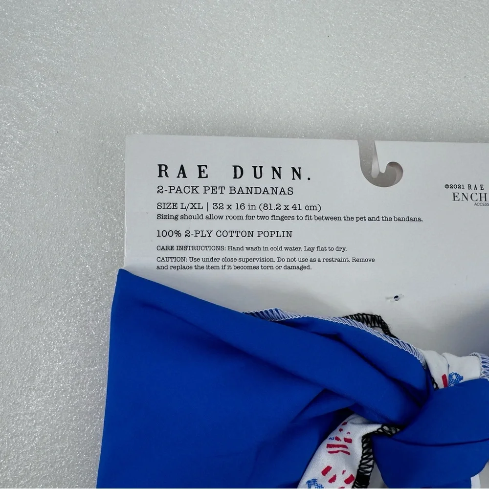 2 Pack Size L XL Rae Dunn Good Boy Bandanas Pet Scarf Dog Cat 100% Cotton